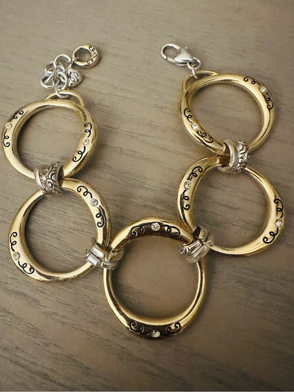 Brighton Silver & Gold Large Circular Link Bracelet - Picture 2 of 5